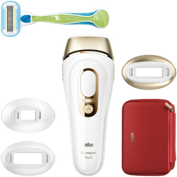 Braun IPL-Haarentferner Silk·expert Pro 5 PL5431 (Modell 2026) PL5262 (Modell 2025), pro Minute bis zu 125 Lichtimpulse, 3 Aufsätze, Aufbewahrungstasche, Venus 