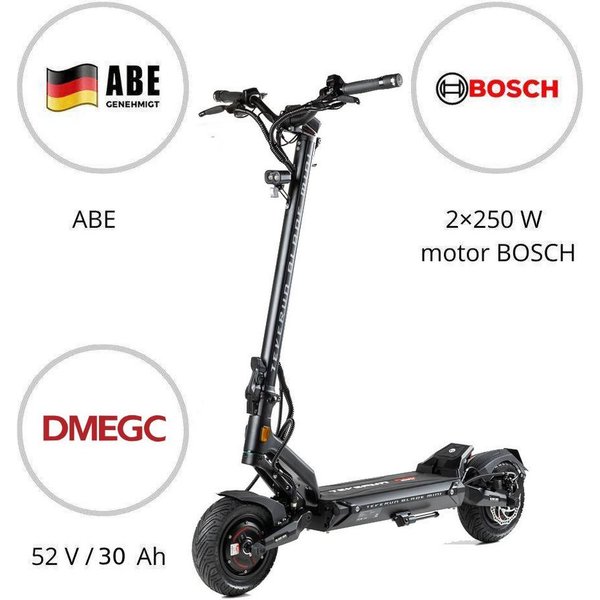 TEVERUN E-Scooter Teverun Blade Mini Ultra eKFV E-Scooter mit Straßenzulassung, 20 km/h, (Packung), 30Ah DMEGC, 2×250W Bosch, ABE, Federung, APP