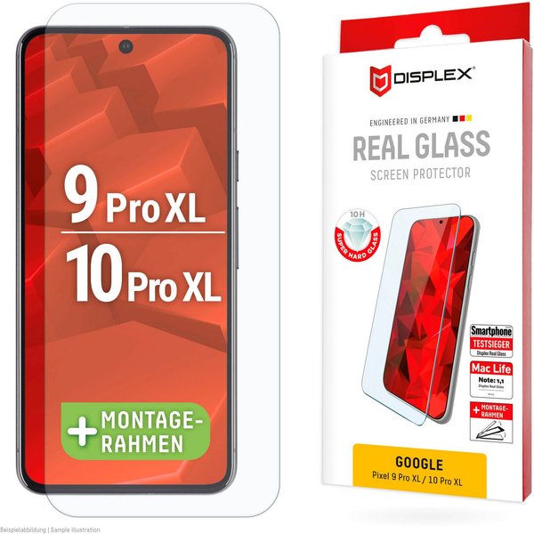 Displex Displayschutzglas Real Glass Screen Protection für Google Pixel 10 Pro XL, Google Pixel 9 Pro, Displayschutzfolie, Schutzfolie, Bildschirmschutz, kratz-