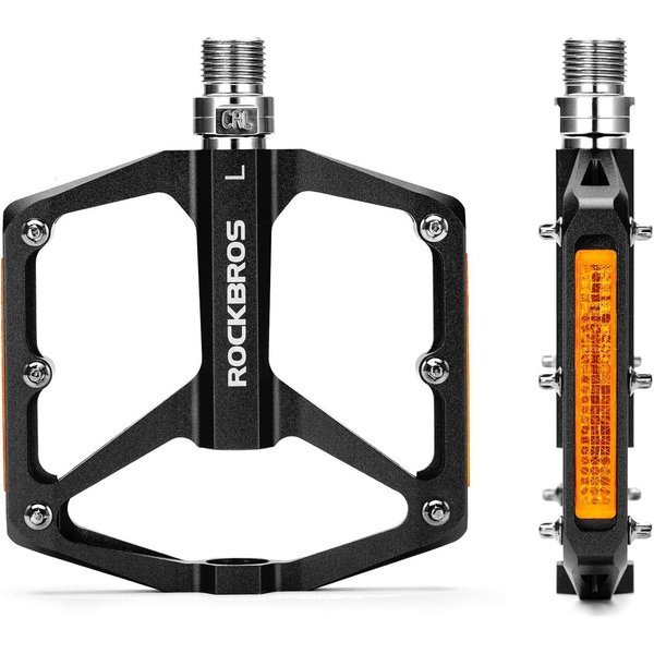 ROCKBROS Fahrradpedale mit Reflektoren Platform Pedale aus Aluminiumlegierung (Rennrad, BMX, E-Bike, 1-tlg., Antirutsch Ultraleicht 9/16 Zoll Fahrrad Pedale für