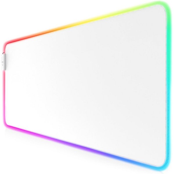 Titanwolf Gaming Mauspad RGB Mousepad 800 x 300 x 3 mm, LED Multi Color XL Tischunterlage (1-St), rutschfest, abwaschbar, Geschwindigkeit & Präzision, weiß, Gam