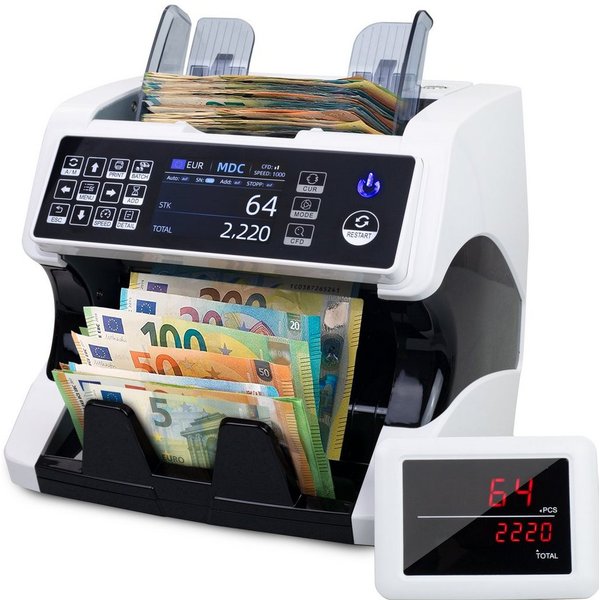 Jubula Banknotenzähler MV-500, Geldzählmaschine für gemischte Geldscheine EUR, USD, GBP, SEK usw.