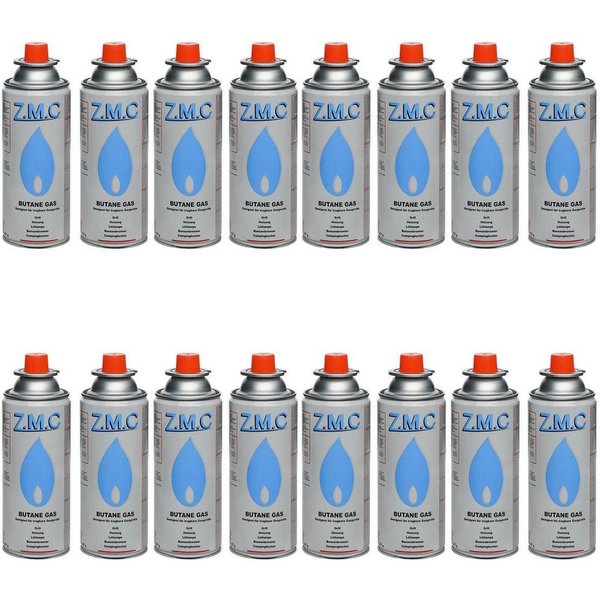 ZMC Gaskartusche 16x Butan Gas Kartusche 227g Butangas Bajonett-Anschluss, Zubehör für Gaskocher Gaskartusche Campingkocher Brenner, MSF-1a Gaskartuschen Campin