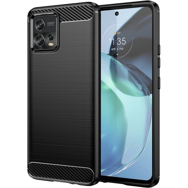 COFI 1453 Bumper Carbon Case Hülle für Nokia C12 flexible Silikon Carbon Hülle schwarz