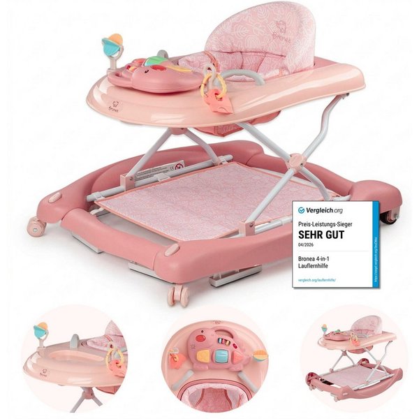 Bronea Lauflernhilfe Happy Life 5-in-1 Babywalker Gehfrei Lauflernwagen Schaukel Wippe, Ausnehmbaren Sitz, Im nu zum Schaukel, Widerstand Reifen einstellbar
