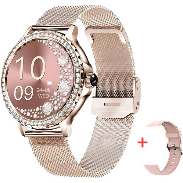 Lige Smartwatch Damen mit Metallband, 1.3 Zoll Fitnessuhr Telefonfunktion Smartwatch (3,3 cm), 100+ Sportmodis, Schlaftracker, Fitnesstracker