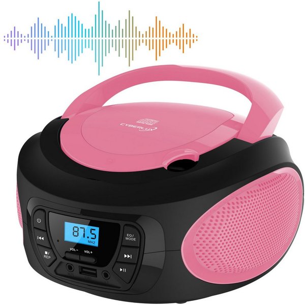 Cyberlux CL-620 tragbarer CD-Player (CD, Kinder CD Player tragbar, Boombox, Musikbox, FM Radio mit MP3 USB)