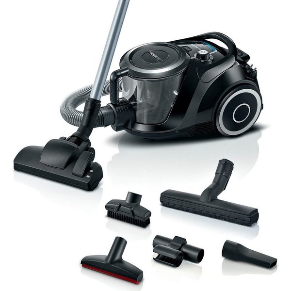 BOSCH Bodenstaubsauger Serie 6 BGC41XSIL, ideal für Allergiker, Hygiene-Filter, leise, 700 W, beutellos, 10 Jahre Motorgarantie, Hartbodendüse, XXL-Polsterdüse,