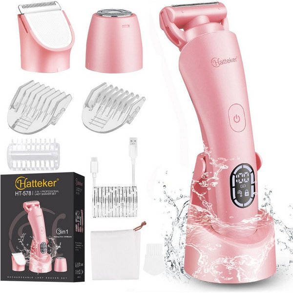 HATTEKER Epilierer RFC-578, Aufsätze: 1 St., Elektrorasierer für Damen, 3-in-1, Wet&Dry