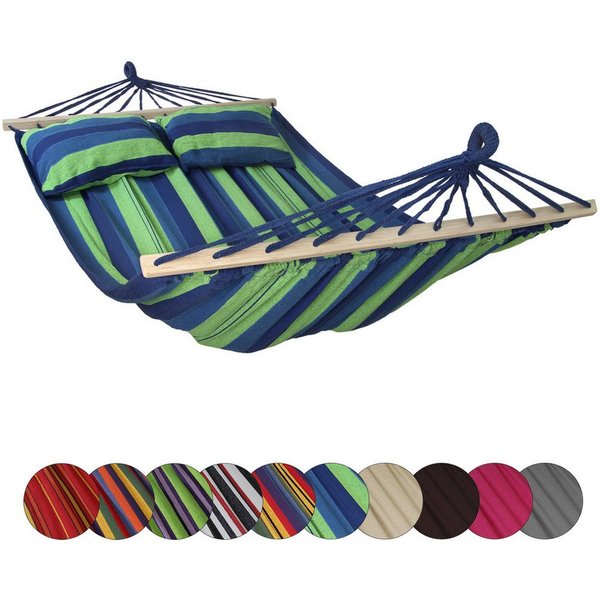 BB Sport Stabhängematte Stabhängematte 240 x 150 cm inkl. 2 Kissen für 2 Personen