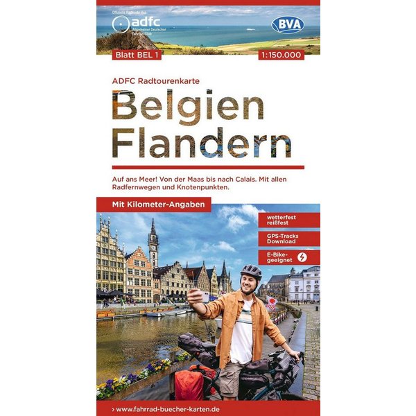 BVA ADFC Radtourenkarte Belgien Flandern, mit Knotenpunkten 1:150.000 / diverse