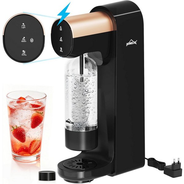 HOMELUX Wassersprudler Elektrisch Sprudelwasser Maschine Mit 1 PET-Flasche 3-Gang-Automatik, (set, 1 x Sprudelwasser Maschine,1 x PET-Flasche), 3-Gang schwach/m
