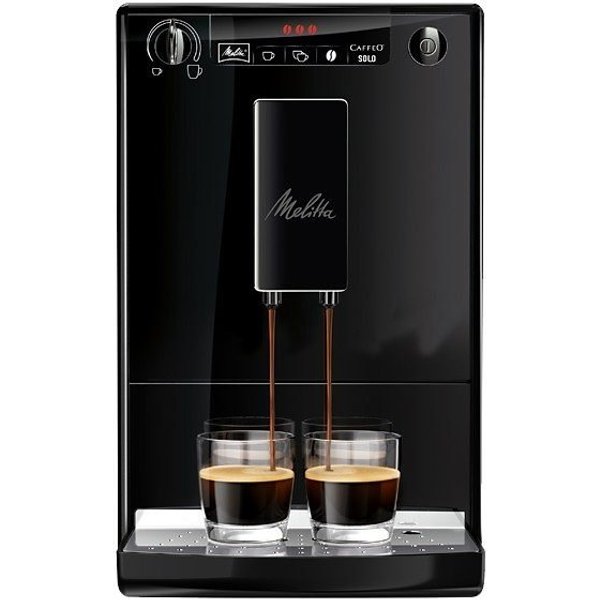 Melitta Kaffeevollautomat Solo® E950-222, pure black, Perfekt für Café crème & Espresso, nur 20cm breit