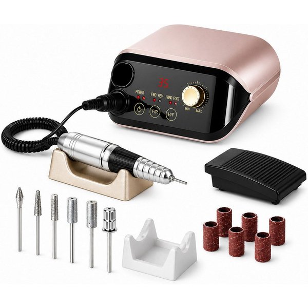 Toomoke Maniküre-Pediküre-Set Profi Nagelfräser Elektrisch 35000 U/min, Nagelfeile für Gelnägel Acryl UV Gel Maniküre Pediküre, mit Fußpedal & Fräseraufsätzen