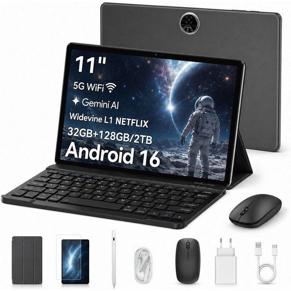 blackview 2026 11" Zeno5 Plus 4G LTE mit Tastatur, 128GB, Android 16 Tablet Tablet (11", 128 GB, Android 16, 4G(LTE), PC 3,0, Widevine L1, Octa-Core, DokeOS_P 5