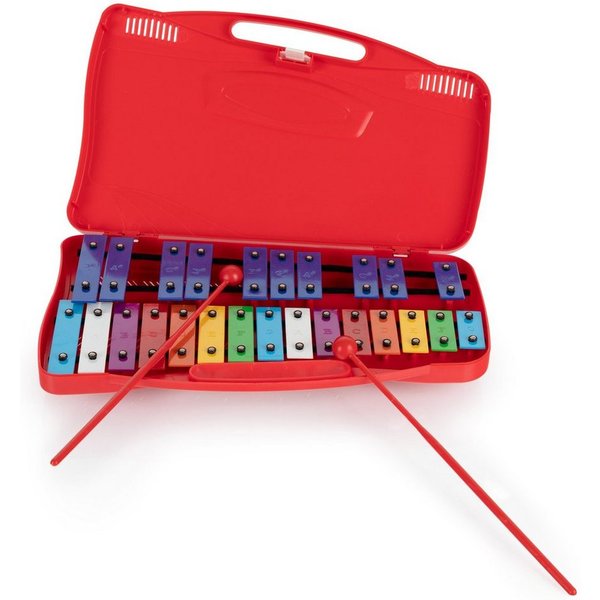 Classic Cantabile Glockenspiel für Kinder mit 25 Tönen Rot, 1-St., Inkl. praktischem Tragekoffer und Schlägeln, Absolut stimmgenau