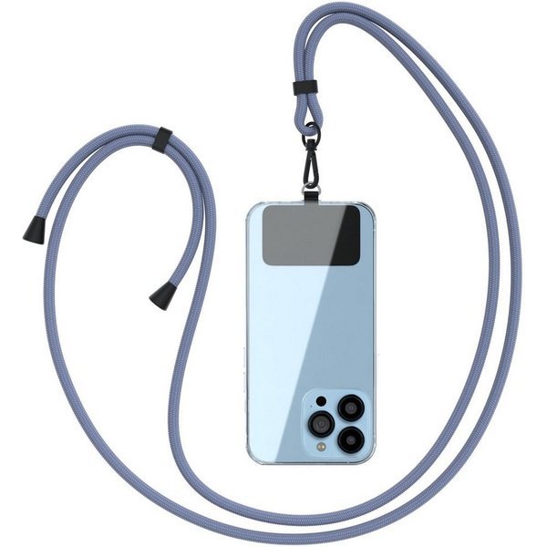 EAZY CASE Handykette Umhängeband Clips Schwarz mit extra Handband, Handy Kordel für Handyhülle Universal passend + Karabiner Blau Schwarz