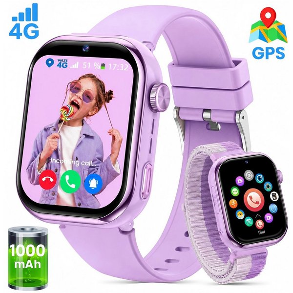SWGOTA 2026 NEUE 4G Kinder Smartwatch 1000mAh mit GPS & Telefonfunktion Smartwatch (1,83 Zoll), Dual-Kamera mit je 3 MP, Smartwatch für Kinder, für 4–12 Jungen 