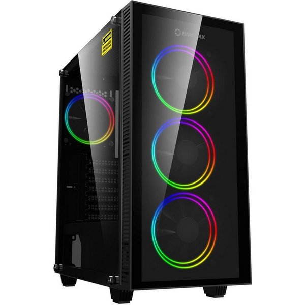 GAMEMAX Gaming-Gehäuse Draco XD Midi-Tower, (gehärtetes Glas), USB3.0*1+1xUSB2.0, HD-Audio, ATX, schwarz