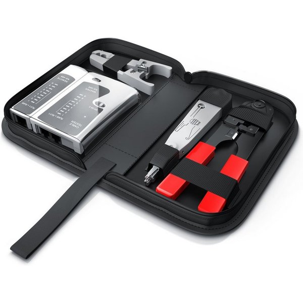 CSL Netzwerk Kabeltester für RJ45, RJ11, Telefon & Netzwerk mit Zubehör Netzwerk-Adapter RJ-45 (Ethernet) zu RJ-11, 2x RJ45, Leitungstester, Patchkabel-Tester, 