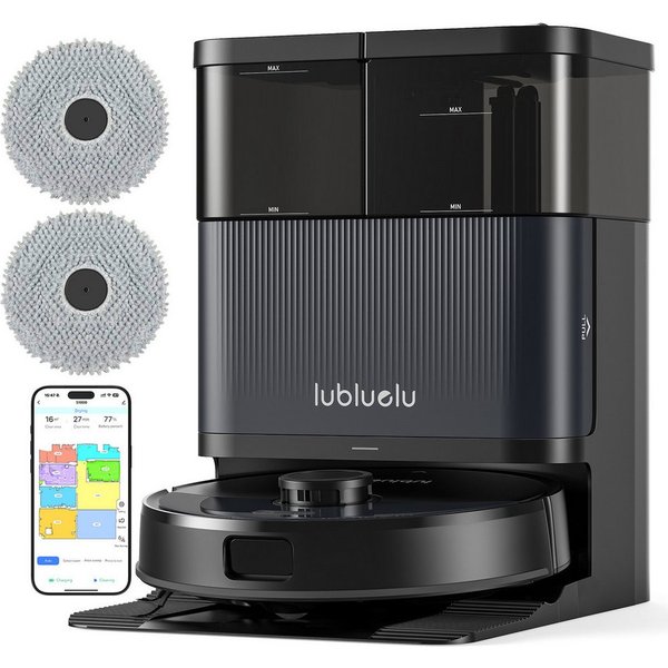 lubluelu Saugroboter mit Wischfunktion S1000, 75°C Moppwäsche 10.000Pa, 40 W, Multifunktions-Dockingstation, Selbstreinigungsfunktion, 3-Liter-Staubbeutel