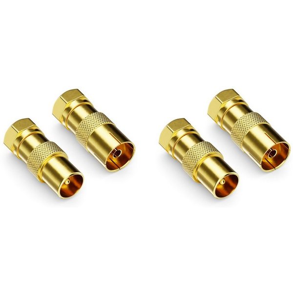 deleyCON deleyCON 4x SAT Kabel Adapter F-Stecker auf 2x Antennenstecker & 2x SAT-Kabel