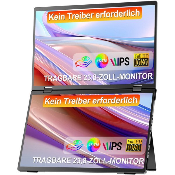 UPERFECT Doppelmonitor-Klappmonitor Dreifach-Bildschirmfreigabe Portabler Monitor (39,62 cm/15.6 ", 1920 x 1080 px, Full HD, 25 ms Reaktionszeit, 60 Hz, IPS)