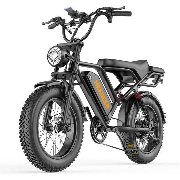Vankel E-Bike Cityrad Herren u. Damen E-Fatbike 20 Zoll 250W 960Wh 80km Scheibenbremse, Kettenschaltung, Heckmotor, 960 Wh, Vollfederung und Scheibenbremsen für