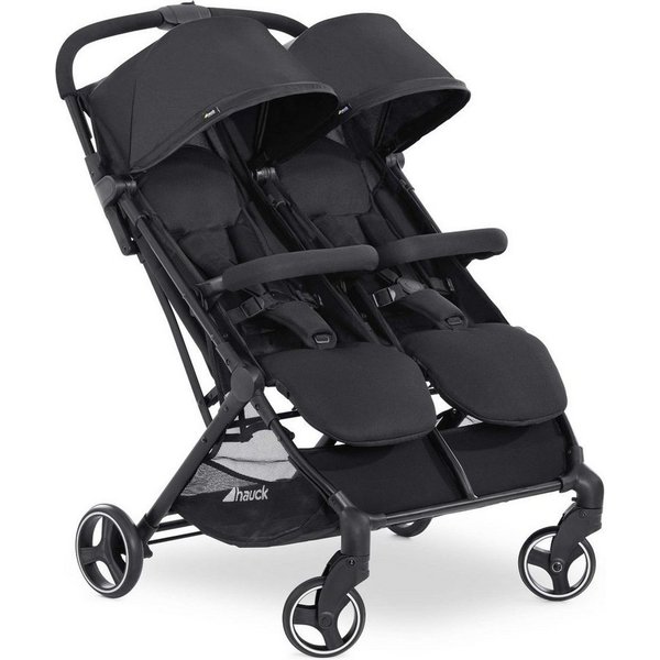 Hauck Zwillingsbuggy Swift X Duo - Black, Geschwister Buggy Zwillingsbuggy Einhändig Faltbar Kompakt faltbar
