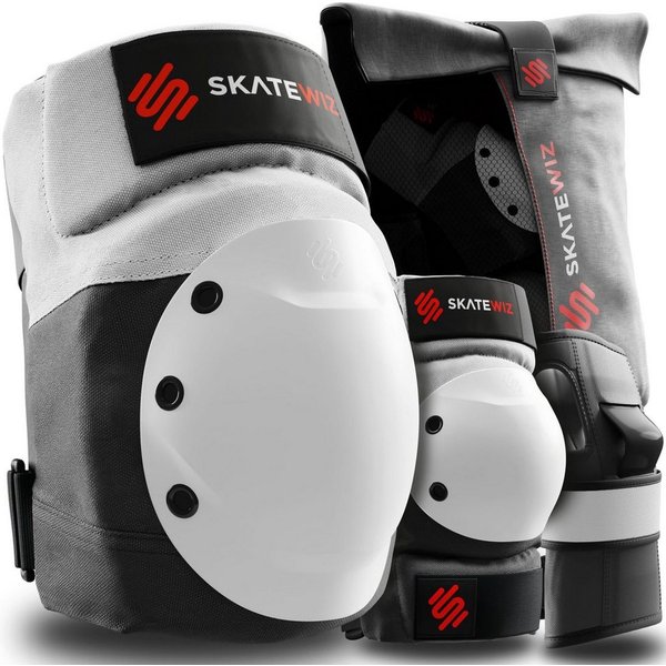 SKATEWIZ Protektoren-Set SHIELD - Skateboard Schonerset für Jugendliche und Erwachsene (Inliner Protektoren Damen Ellbogenschützer Herren, 7-tlg., Handschoner, 