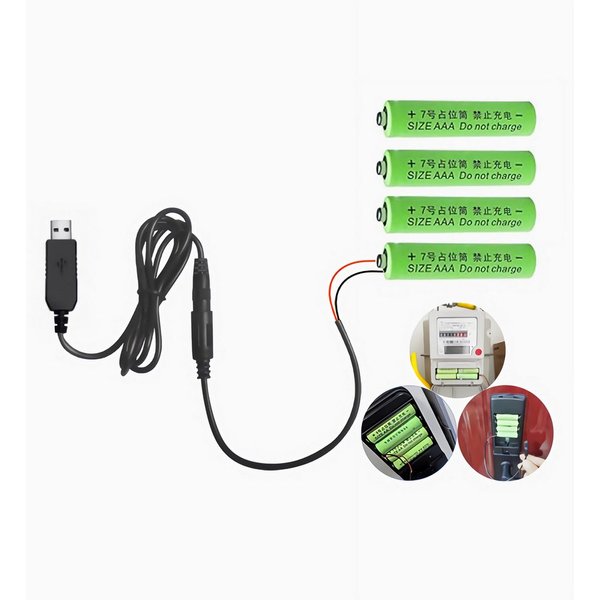Bolwins O58 USB zu 4x AAA Batterie Adapter 5V 100cm Kabel für Radio Led Gerät USB-Kabel, USB-A Stecker, 4x AAA Batterie-Adapter (100 cm), 5V auf 6V Spannungswan