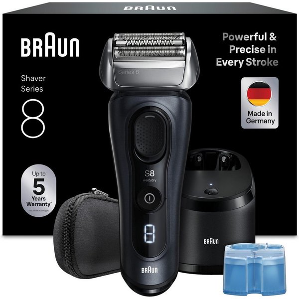 Braun Elektrorasierer Series 8 8663cc, Smart Care Center, integrierter Präzisionstrimmer, SensoAdapt für jede Bartdichte, mit 5in1 SmartCare Center