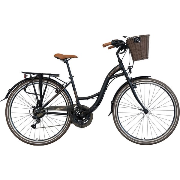 LUCHS Cityrad Feline Damenfahrrad 26 Zoll – Cityfahrrad Hollandrad – Damen Rad, 21 Gang Shimano, 21 Gang SHIMANO, Frontkorb – Citybike für Alltag & Freizeit