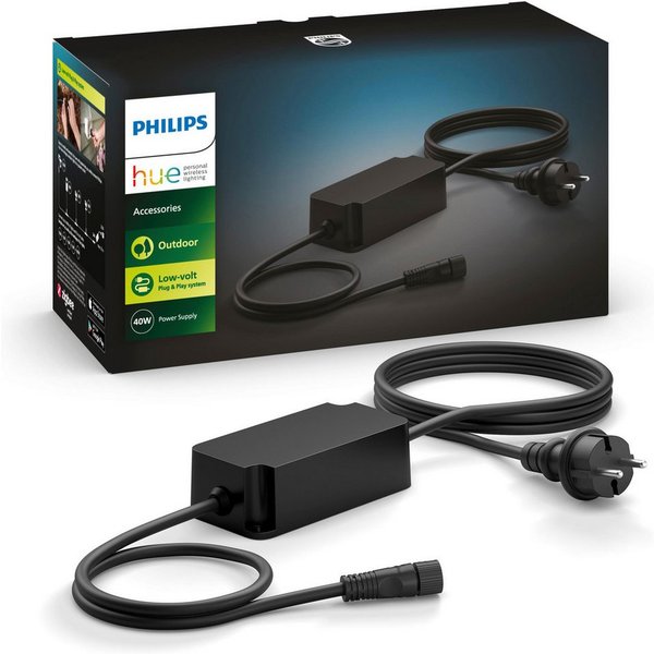 Philips Hue Outdoor Netzteil Niedervolt System 40W Netzteil (IP67, erweiterbar, SchuKo-Stecker für DE)