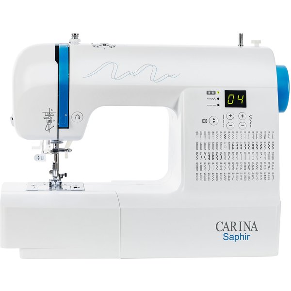 Carina Computer-Nähmaschine SAPHIR Freiarm, Einfädelautomatik, Rückwärtsnähen, Fadenabschneider, 100 Programme, 7 Nähfüße, LED Nählicht, Nadelstop, Großer Ansch