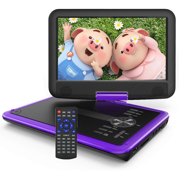 Boifun 11.5" Tragbarer DVD Player Tragbar mit 9.5" HD-Schwenkbildschirm Portabler DVD-Player (Unterstützung für USB/TF-Karte/AV-Übertragung, 32 GB Festplatte, U