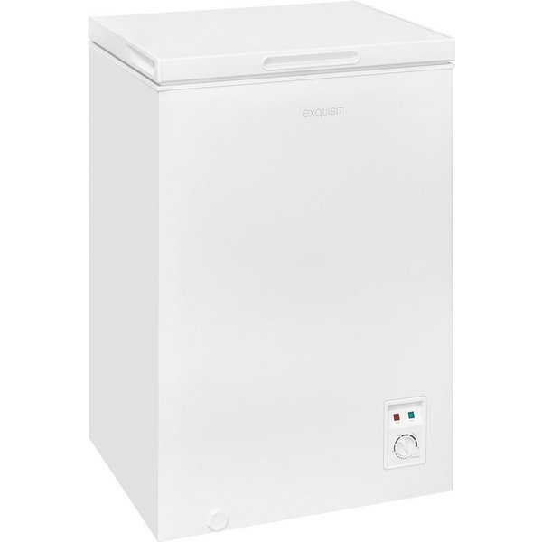 exquisit Gefriertruhe GT100-050E weiss, 54,5 cm breit, 99 l, 4*-Gefriertruhe mit ergonomischer Griffmulde – bequem zu öffnen