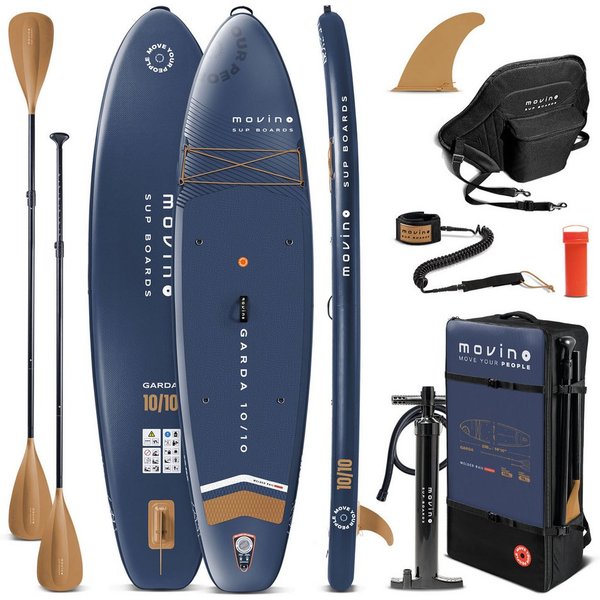 Movino SUP-Board MOVINO GARDA 2in1 Set geschweißte Kanten Traglast 150 kg, All-Round, (Board, Rucksack, Pumpe, Leine, Finne, Paddel, Kajaksitz, Reparaturset)
