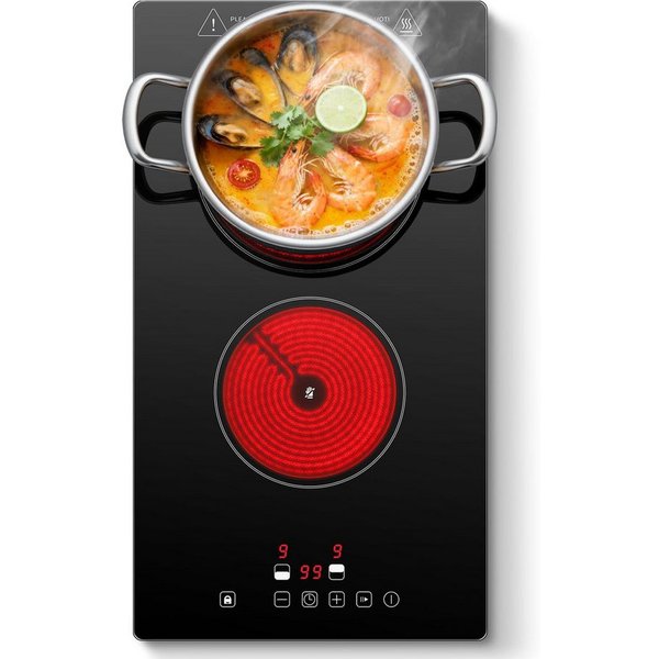 SNDOAS Elektro-Kochfeld, Glaskeramikkochfeld 2 Platten 3000W Touch‑Steuerung