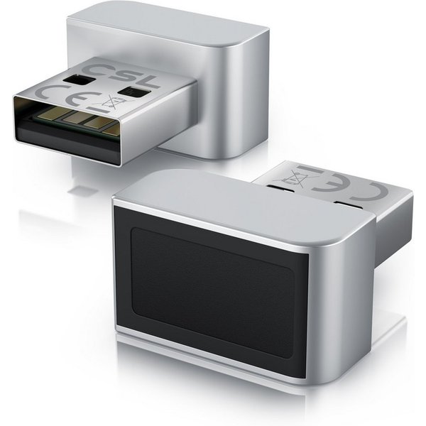CSL Fingerabdrucksensor Fingerabdruckleser bis zu 10 IDs, biometrische Authentifizierung, (1-St), Windows 11 Hello Anmeldung, Plug & Play, 360° Rundumerkennung,