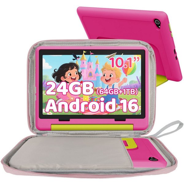 BUFO 10 Zoll 24(3+21)GB RAM+64GB ROM 1280x800 HD-Display Android16 Kinder Tablet (10,1", 64 GB, Android 16, WIFI, Anti-Blaulicht, Vorinstallierte Kinder Lernsof