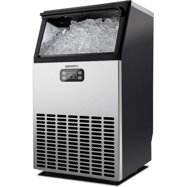 EUHOMY Eiswürfelmaschine Gewerbliche Eiswürfelmaschine, 24H-Timer, LCD-Anzeige, Selbstreinigung, ideal für Bars, Getränkemärkte und große Feiern