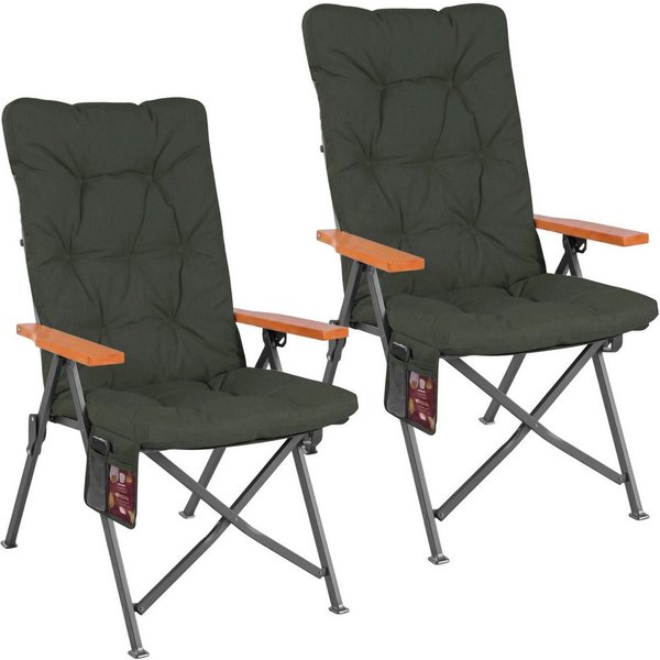 HOMECALL Campingstuhl Faltbar Hochlehner Luxus Klappstuhl mit 4,5cm Dicke Gepolstert (150kg Belastbar mit 4 Positionen Verstellbar Angelstuhl, 2 St), für Garten