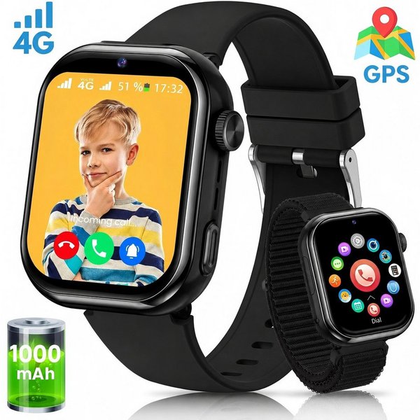 SWGOTA 2026 NEUE 4G Kinder Smartwatch 1000mAh mit GPS & Telefonfunktion Smartwatch (1,83 Zoll), Dual-Kamera mit je 3 MP, Smartwatch für Kinder, für 4–12 Jungen 