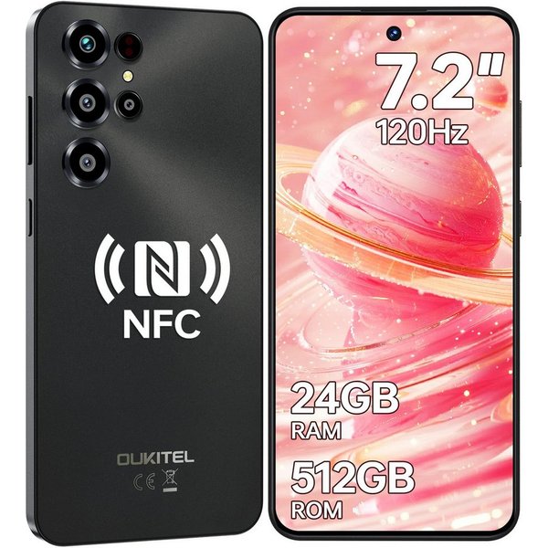 OUKITEL C68 4G Android 15 Smartphone (18,28 cm/7.2 Zoll, 512 GB Speicherplatz, 64 MP Kamera, 7,2" HD+ 120Hz, 64MP+8MP, 6000mAh, Dual SIM 4G, NFC, Face ID)