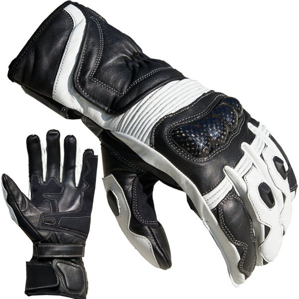 PROANTI Motorradhandschuhe PROANTI Motorradhandschuhe Racing Leder Motorrad Handschuhe weiß