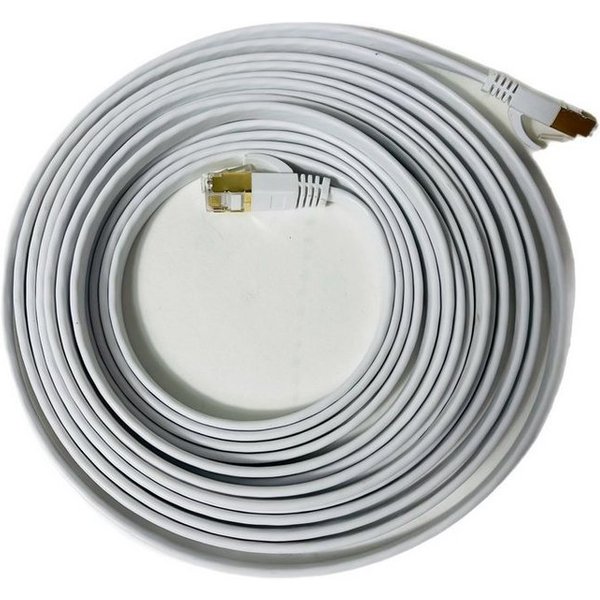 VaGo-Tools CAT7 Patchkabel Netzwerkkabel weiß 20m flach LAN-Kabel, RJ45, RJ45