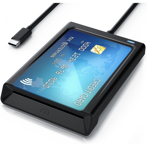 CSL Speicherkartenleser USB C Smart Card Reader mit NFC, Chipkartenleser, SIM Kartenlesegerät, für Personalausweis Gesundheitskarte Bankkarte, Mac OS X, Win 11 
