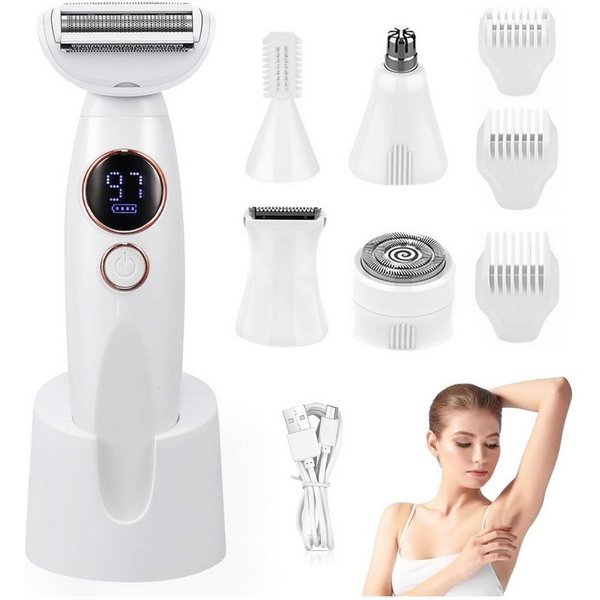 inschimmer Epilierer 5-in-1 Intimrasierer Rasierer Damen Elektrisch mit USB Ladestation, Damenrasierer für Intimbereich, Gesicht, Bikini & Körper