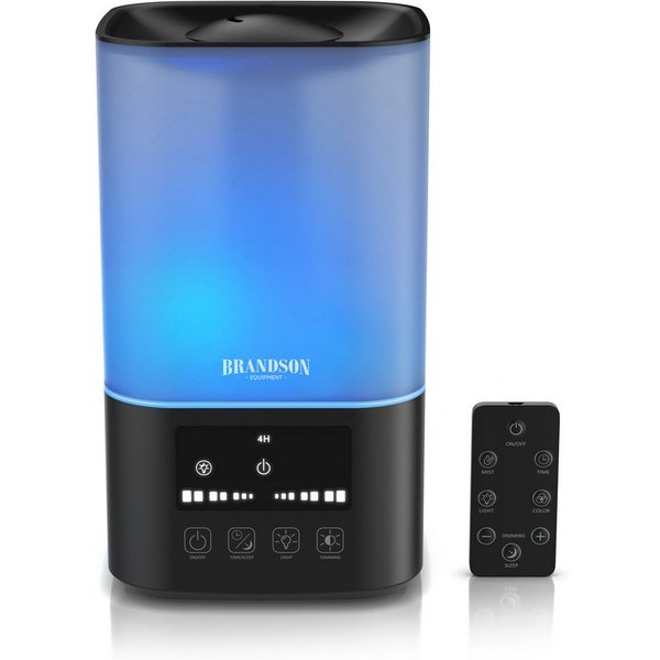 Brandson Luftbefeuchter 2,5L, Fernbedienung, 3 Helligkeitsstufen, RGB, Timer, sehr leise 30dbA, 2.5 l Wassertank, 3 Nebelstufen, Sleep Modus, für Schlafzimmer K